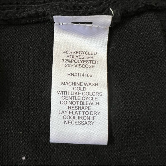 NWT Chloe +Jasmine Long Sleeve V Neck Open Front Pocketed Black Knit Cardigan L - Picture 10 of 13